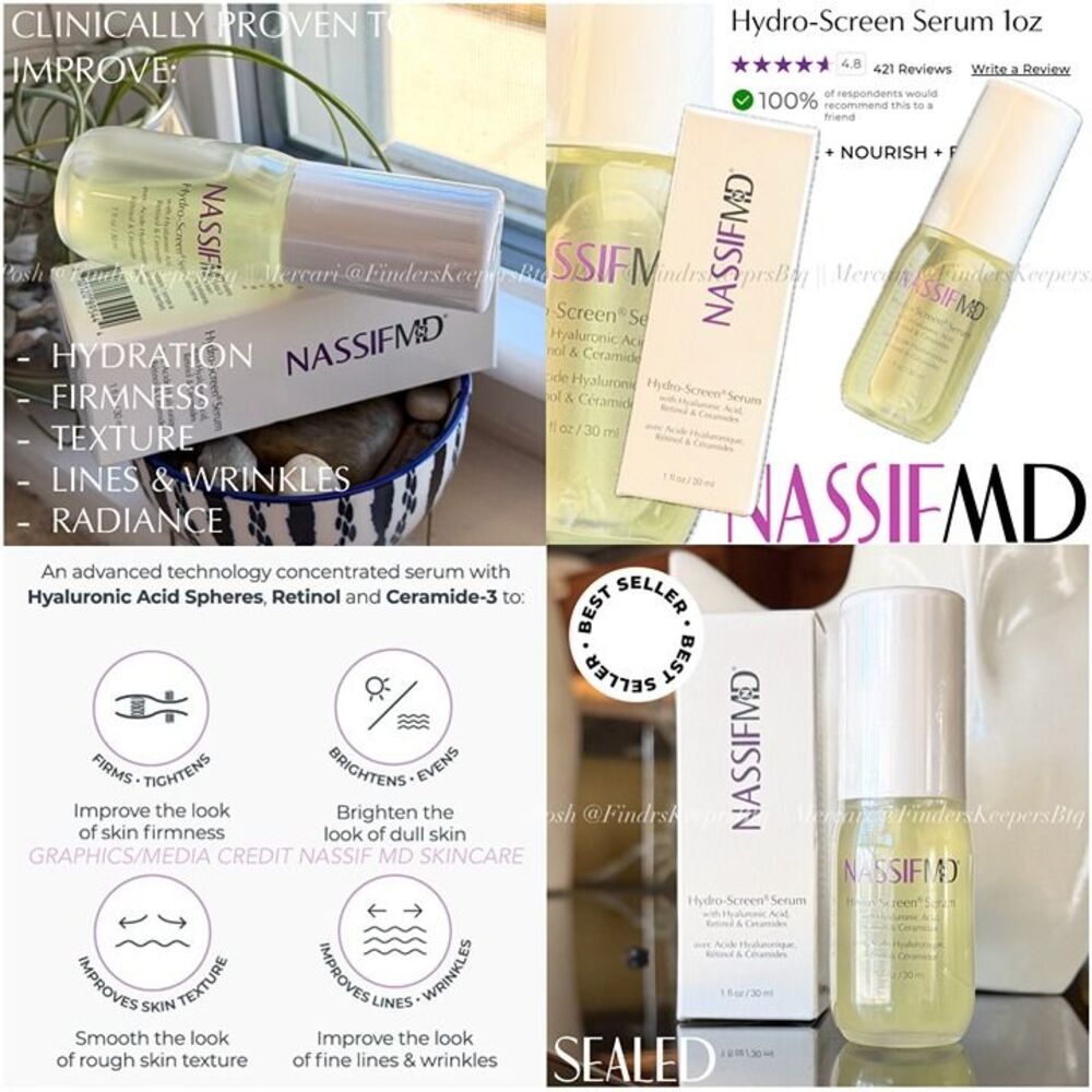 SEALED NASSIF MD Hydro-Screen Serum Hydrating Firming Brightening Antiaging 1 oz